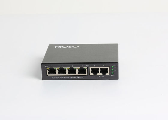 Hioso HA1206P 6 منافذ Poe Switch 4 10 / 100M RJ45 PoE + 2100M TP Uplink Ports