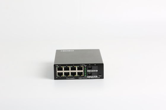 HiOSO 10/100 / 1000Mbps 1310nm Fiber Optic To Ethernet Converter 8 منافذ