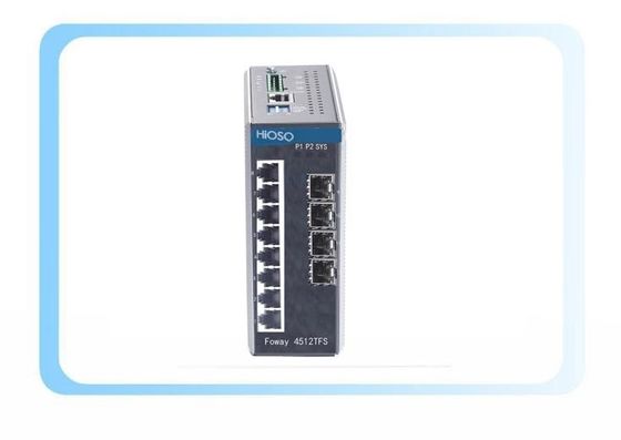 4 1000M SFP 8 10/100 / 1000M منافذ Ethernet Rail Switch 12 منفذًا